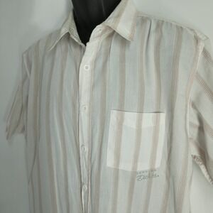 Dickies Striped Short Sleeve Button Up Work Shirt Men's Size Large